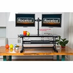 Best Sale 🎉 Sit & Stand Desks Rocelco 37.5" Deluxe Height Adjustable Standing Desk Converter, Large Retractable Keyboard Tray, Black (R DADRB) ⌛ -Desk Riser Store unnamed file 826