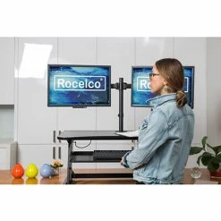 Best Sale 🎉 Sit & Stand Desks Rocelco 37.5" Deluxe Height Adjustable Standing Desk Converter, Large Retractable Keyboard Tray, Black (R DADRB) ⌛ -Desk Riser Store unnamed file 827