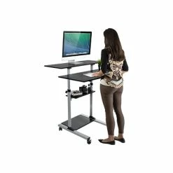 Wholesale 😍 Sit & Stand Desks Mount-It! 37"-55" Plastic/Steel Adjustable Desk, Black/Gray (MI-7970) 🥰 -Desk Riser Store unnamed file 896