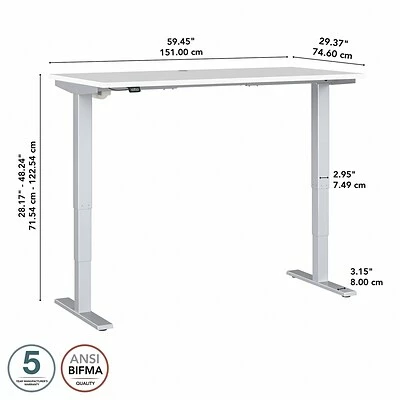 Best deal ๐ Height-Adjustable Tables Bush Business Furniture Move 40 Series 28''-48'' Adjustable Standing Desk, White/Cool Gray Metallic (M4S6030WHSK) ๐งจ 7 Best deal ๐ Height-Adjustable Tables Bush Business Furniture Move 40 Series 28''-48'' Adjustable Standing Desk, White/Cool Gray Metallic (M4S6030WHSK) ๐งจ - Image 5