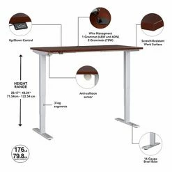 Hot Sale 🧨 Height-Adjustable Tables Bush Business Furniture Move 40 Series 28''-48'' Adjustable Standing Desk, Hansen Cherry/Cool Gray Metallic (M4S7230HCSK) 😉 -Desk Riser Store unnamed file 985
