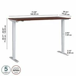 Hot Sale 🧨 Height-Adjustable Tables Bush Business Furniture Move 40 Series 28''-48'' Adjustable Standing Desk, Hansen Cherry/Cool Gray Metallic (M4S7230HCSK) 😉 -Desk Riser Store unnamed file 987