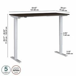 Coupon 😍 Height-Adjustable Tables Bush Business Furniture Move 40 Series 28"-48" Adjustable Standing Desk, Mocha Cherry/Cool Gray Metallic (M4S6030MRSK) 🥰 -Desk Riser Store unnamed file 995
